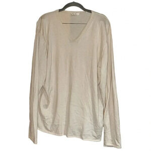 7 for all mankind Cotton Cashmere Ivory Vneck Sweater Size XL